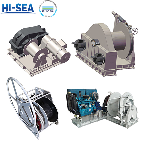 According to power classification, what can marine winches be classified into?